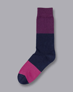 Block Stripe Socks - Purple