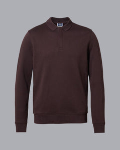 Long Sleeve Polo Sweatshirt - Wine