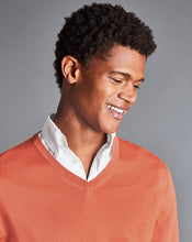 Load image into Gallery viewer, Merino V-Neck Sweater - Orange
