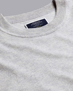 Merino Cashmere Crew Neck Sweater - Silver