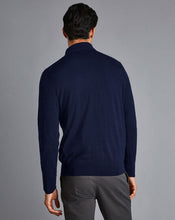 Load image into Gallery viewer, Merino Zip Neck Polo Shirt - Navy
