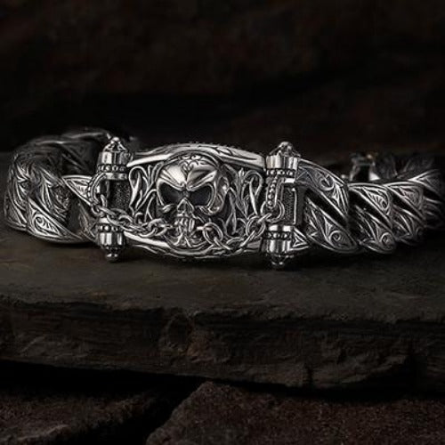 The UnKaged Jaws of Life Skull Mens Sterling Silver Bracelet by Scott Kay Mens Jewelry-test