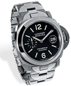 Panerai PAM 00220 Luminor Marina Steel Bracelet Black Dial Watch