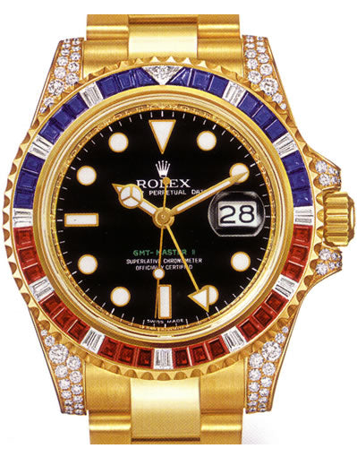 Rolex 116758 SARU Men`s GMT Master II 18K Yellow Gold