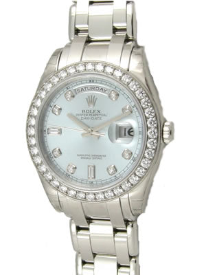 Rolex 18946 Oyster Perpetual Day-Date 8 round & 2 baguette diamonds