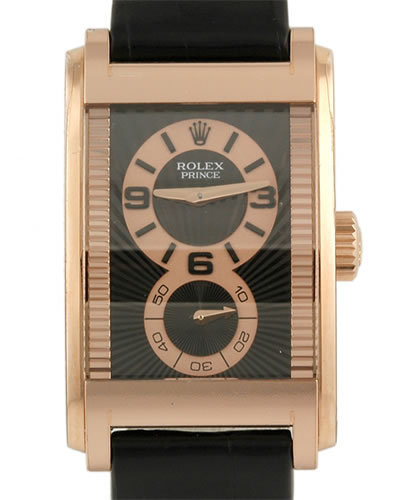 Rolex 5442/5 Men`s Prince 18K Pink Gold Strap Watch Sapphire Cry