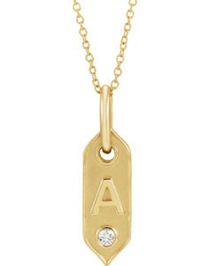 14K Gold Initial Necklace w/Diamond