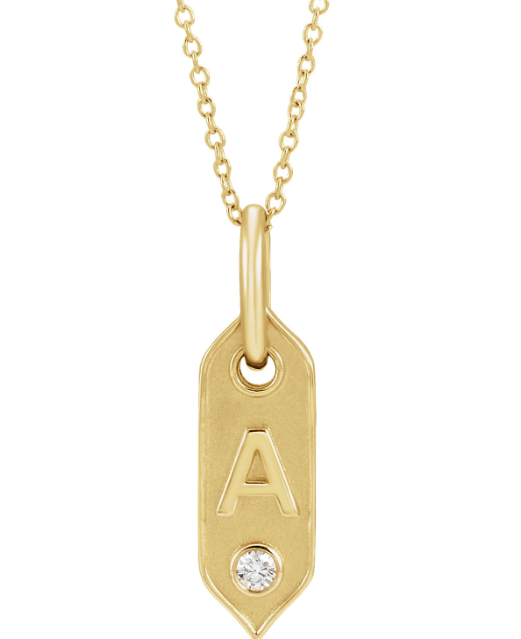 14K Gold Initial Necklace w/Diamond