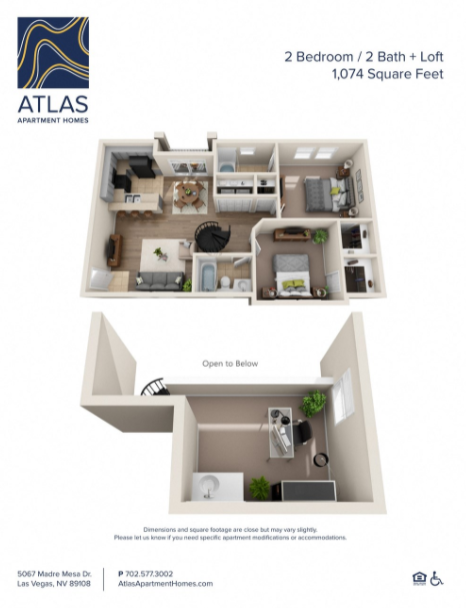 2 Bedroom 2 Bath + Loft