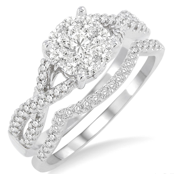 1/2 Ctw Diamond Wedding Set with 1/3 Ctw Lovebright Engagement Ring-test32