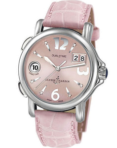 Ulysse Ladies 223-22/60-06 GMT Big Date Smooth Bezel Pink Diamond