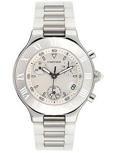 Cartier Men`s W10184U2 Must 21 Chrono White Rubber Bracelet Watch