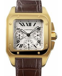 Cartier Men`s W20096Y1 Santos 100 Chronograph 18K Yellow Gold