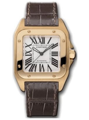 Cartier Ladies W20108Y1 Santos 100MM 18K Rose Gold Watch