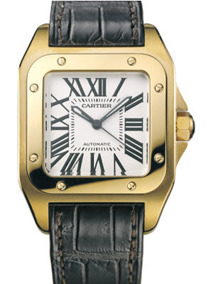 Cartier Ladies W20112Y1 Santos 100 18K Yellow Gold Watch