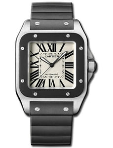 Cartier Men`s W20121U2 Santos 100 Black Rubber Bezel Rubber Watch