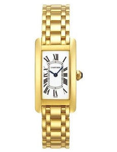 Cartier Ladies W26015K2 Tank American Yellow Gold White Dial Watch