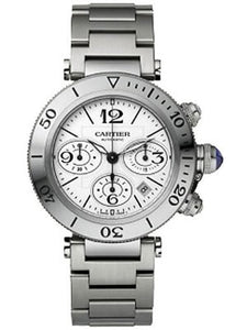 Cartier Men`s W31089M7 Pasha Seatimer Chrono Steel White Dial Watch