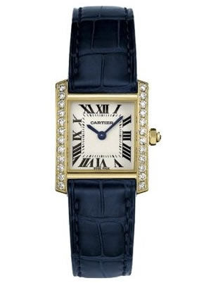 Cartier Ladies WE100131 Tank Francaise Blue Crocodile Strap Watc