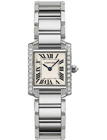 Cartier Ladies WE1002S3 Tank Francaise 18K White Gold Diamond