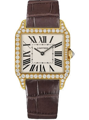 Cartier Ladies WH100451 Santos Dumont 18K Yellow Gold Diamond Watch