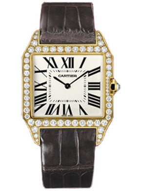 Cartier Ladies WH100551 Santos Dumont Gold Diamonds Large