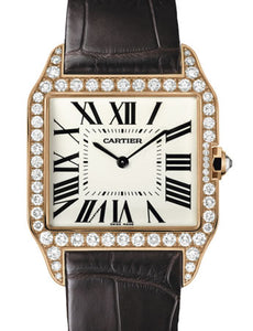 Cartier Ladies WH100751 Santos Dumont 18K Rose Gold Diamond Watc