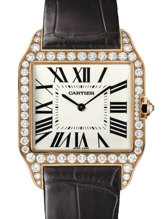 Cartier Ladies WH100751 Santos Dumont 18K Rose Gold Diamond Watc