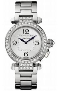 Cartier Ladies WJ11924G Pasha 32MM White Gold Bezel Silver Dial