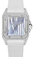 Cartier Ladies WM503251 Santos 100 Mother-of-Pearl Diamond Watch