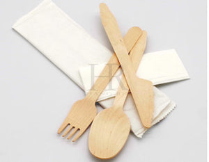 Wooden Cutlery in 6.3 Inch Plastic Pack