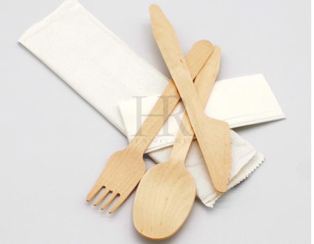 Wooden Cutlery in 6.3 Inch Plastic Pack