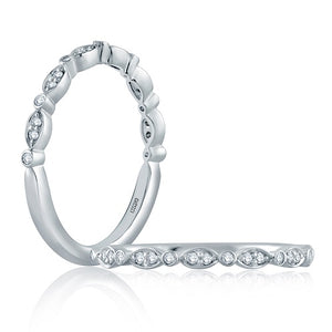 Marquise and Round Shape Diamond Stackable Half Circle Band-test78