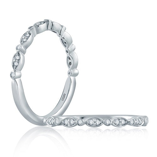 Marquise and Round Shape Diamond Stackable Half Circle Band-test78