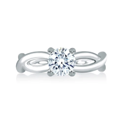 A.JAFFE 14K White Gold Emerald Cut Delicate Pave Engagement Ring MES673-test11